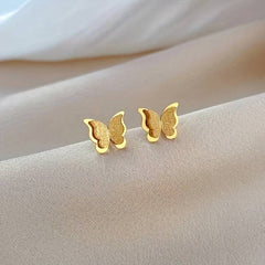 Iced Butterfly Gold Studs