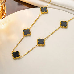 Black and white Double Sided Clover Necklace