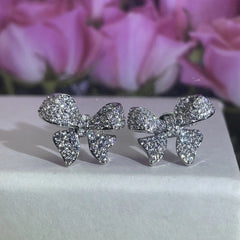 Tiny Rhodium Bow Studs