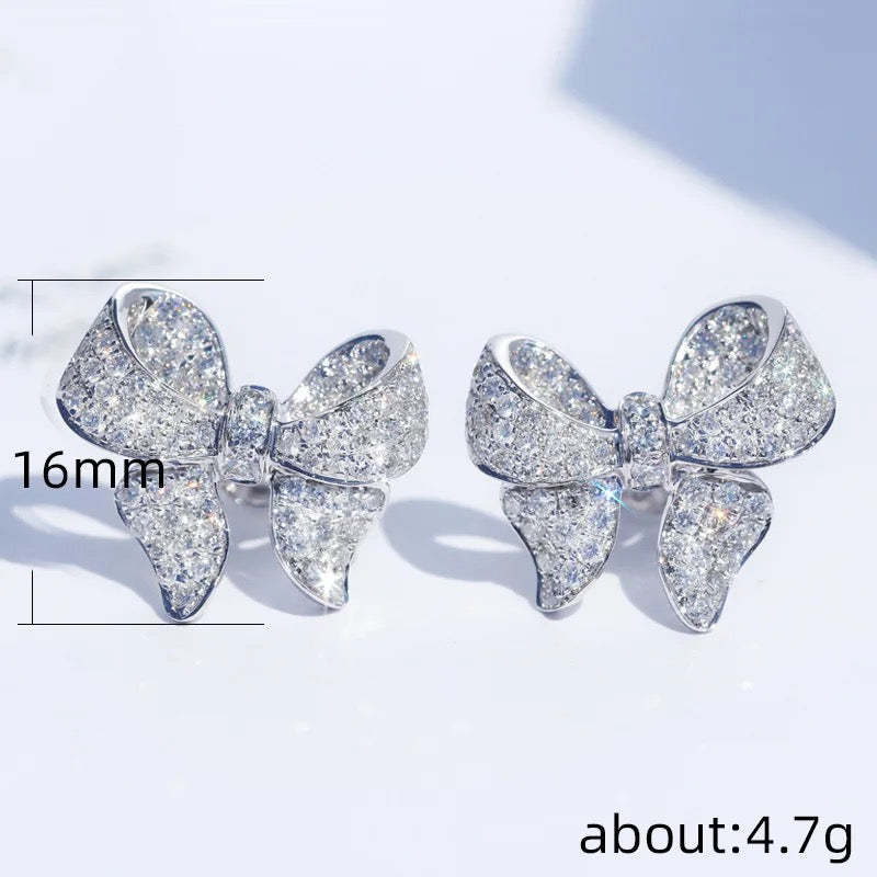 Tiny Rhodium Bow Studs