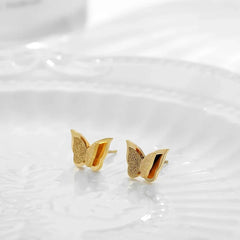 Iced Butterfly Gold Studs