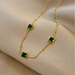 Emerald tri square Necklace