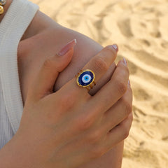 Enamel Evil Eye Ring