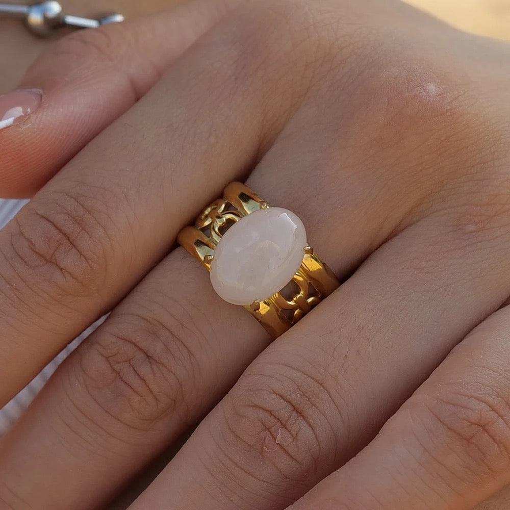 Petalite Gold Ring