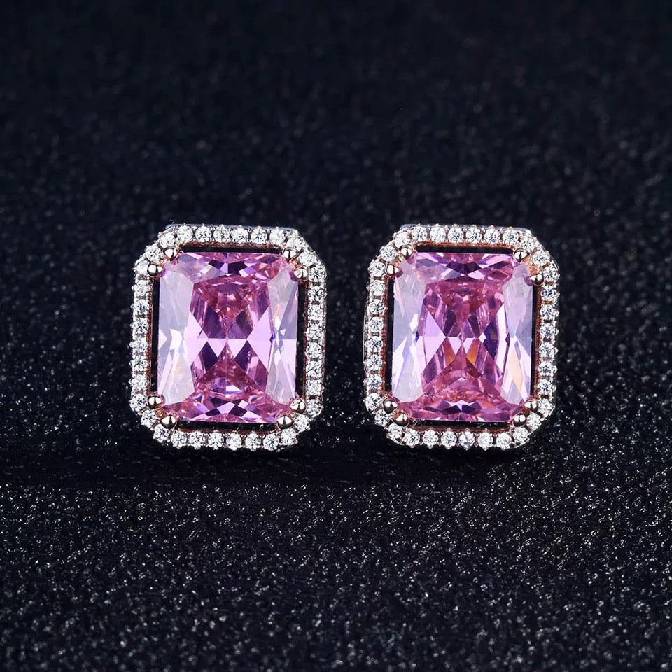 Pink long Square Studs