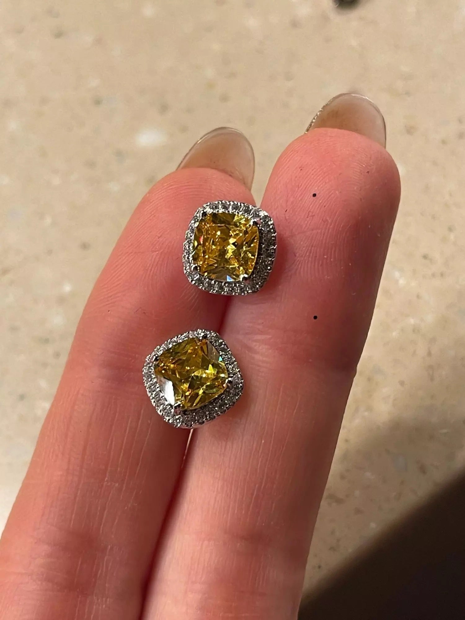 Yellow Cushion Studs