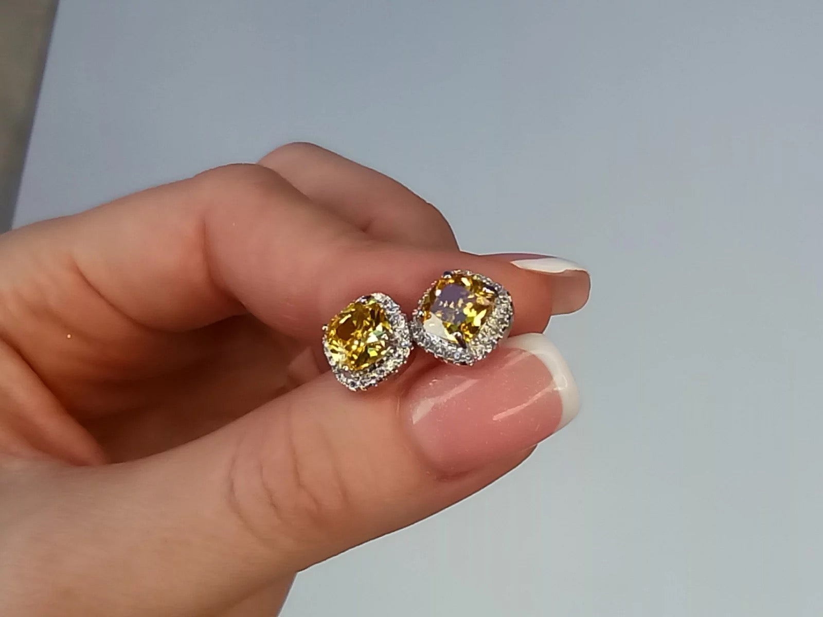 Yellow Cushion Studs