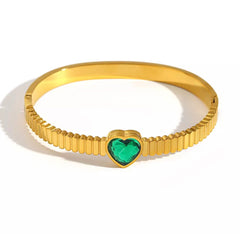 Emerald Heart Gold Bangle 09
